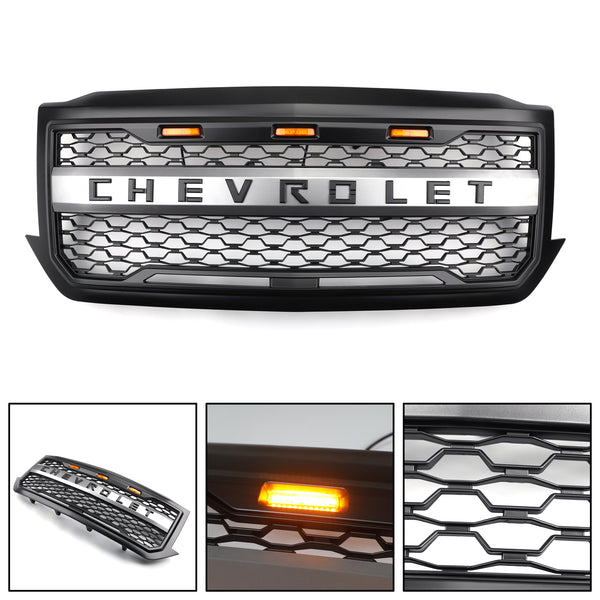 2016-2018 Silverado 1500 Chevy Front Bumper Grill Chevrolet Grille Replacement With LED Light Generic
