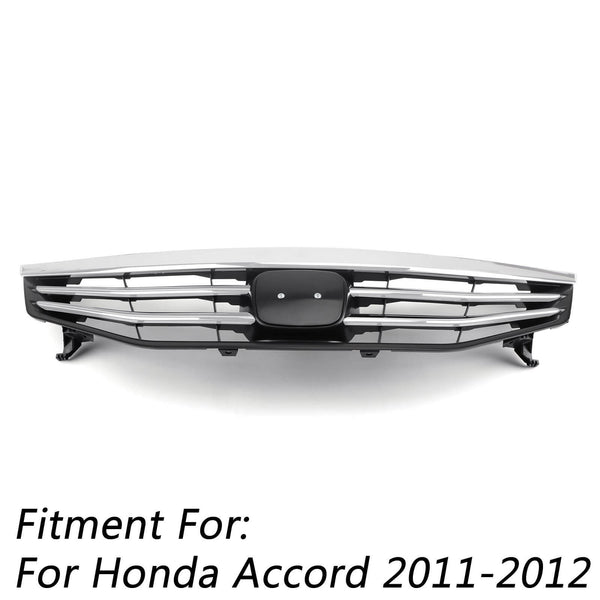 2011 2012 Accord Honda 4 Doors Upper Bumper Hood Front Grille Black Chrome Generic