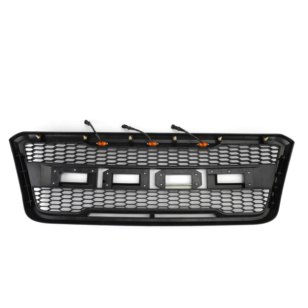 2004-2008 Ford F150 Raptor Style Gray Black Front Mesh Hood Grill Grille Replacement With LED Generic