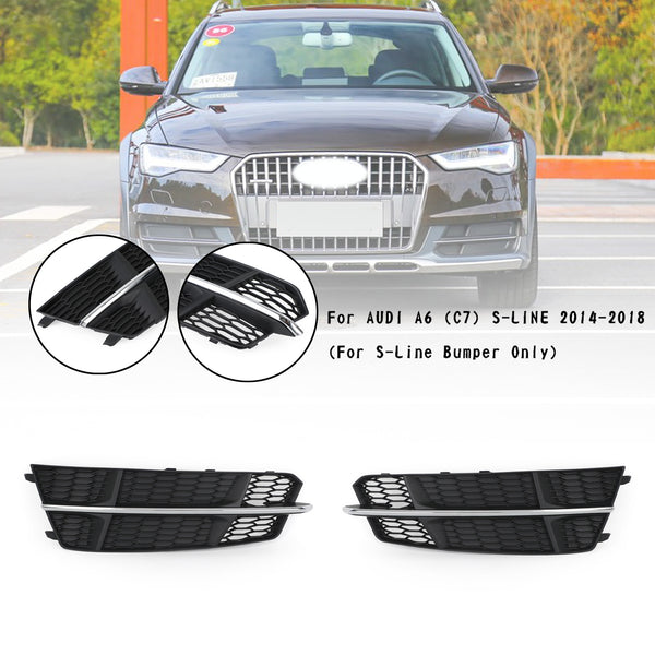 2016-2018 Audi A6 C7 S-Line Front Bumper Grill 4G0807681AN 4G0807682AN Lower Grille Grill Black Chrome Generic