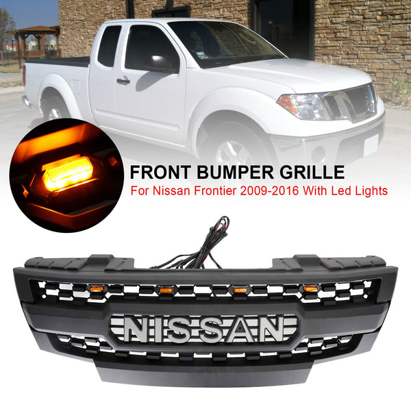 2009-2016 Nissan Frontier W/Led Lights Black Front Bumper Grill Replacement Generic