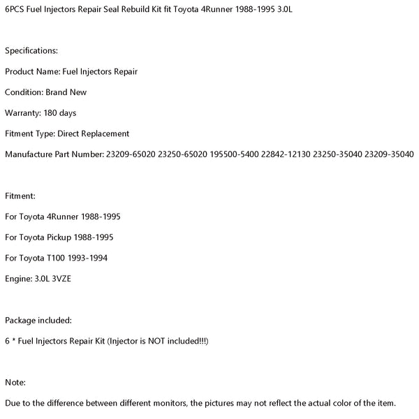1996-2001 Acura Integra/ 1996-1998 RL/ 1996-1998 TL 4PCS Fuel Injectors Repair Kit 06164P2J000 Generic