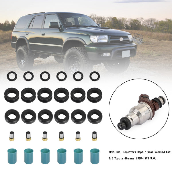 1988-1995 Toyota 4Runner/Pickup 3.0L 3VZE  6PCS Fuel Injectors Repair Seal Rebuild Kit Generic