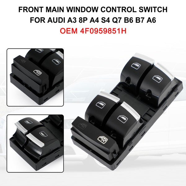 2005-2011 Audi A6 4F / A6 4F Avant  4F0959851H Front Main Window Control Switch Generic