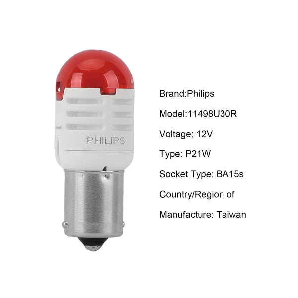 11498U30RB2 For Philips Ultinon Pro3000 P21W LED-RED [˜P21W]