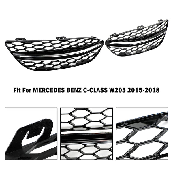 2015-2018 Benz C-Class W205 Black Chrome Front Fog Light Cover 14475205 2058851623 Generic