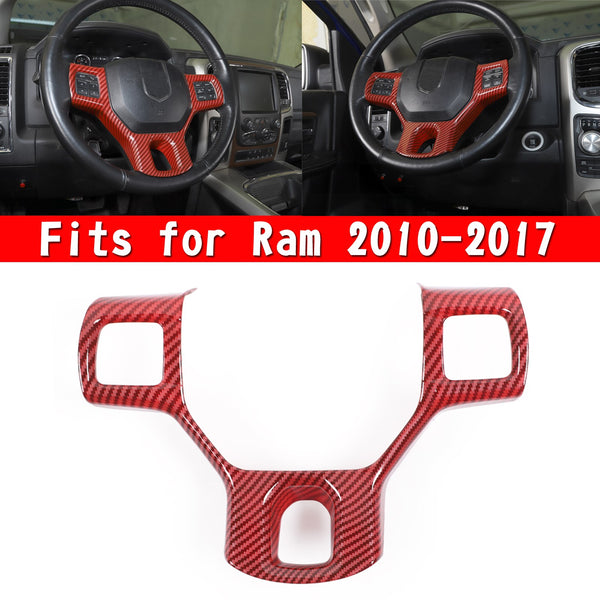 Carbon Fiber ABS Interior Steering Wheel Panel Cover Trim For Ram 2010-2017 Generic
