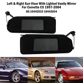 1997-2004 C5 Corvette 8Cyl, 5.7L 10442033 10442034 Sun Visor Vanity Mirror C5 Black Sunvisors Pair Shaded Generic