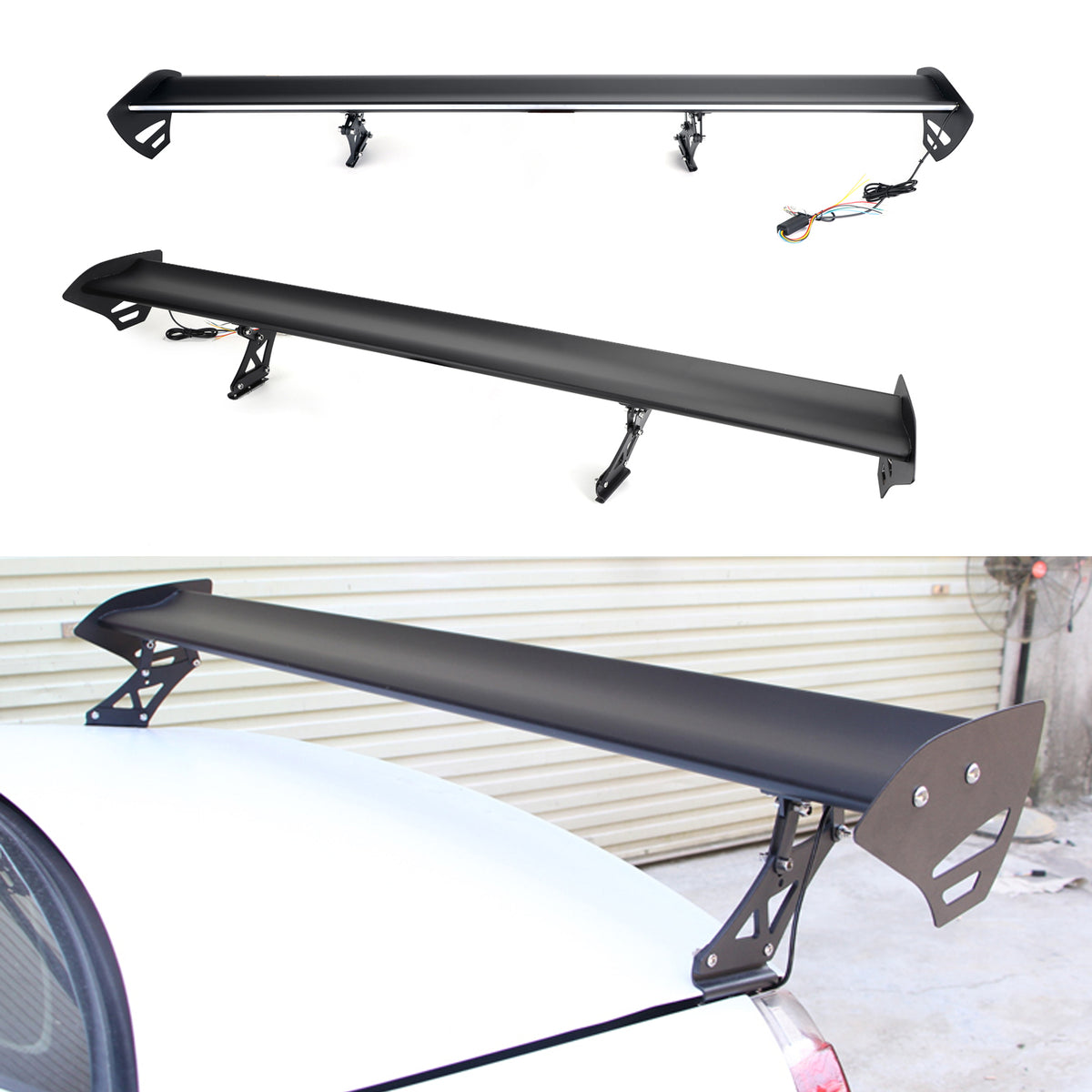 Universal Sedan Adjustable Aluminum Rear Trunk Wing Racing Spoiler Wit ...
