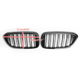 Front Kidney Grille Glossy Black Double Slat For 2017-2019 BMW 5Series G30 G31 Sedan Generic