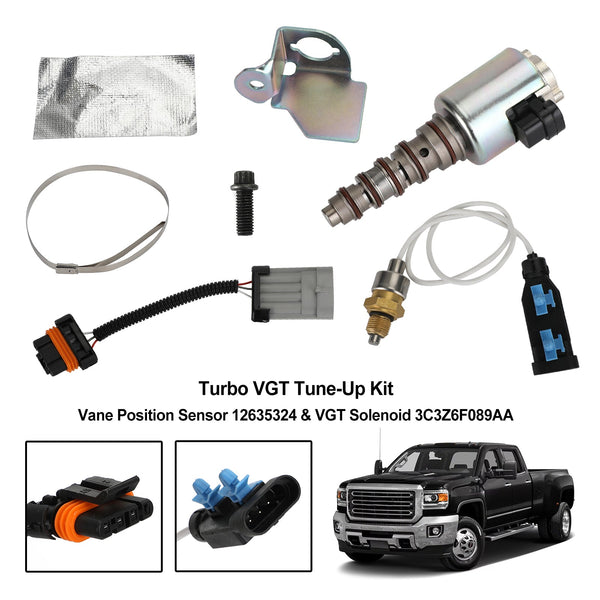 2004.5-2015 6.6L Chevy/GMC Duramax LLY LBZ LMM LML & LGH Engines Turbo VGT Tune-Up Kit-Vane Position Sensor 12635324 & VGT Solenoid 3C3Z6F089AA Generic