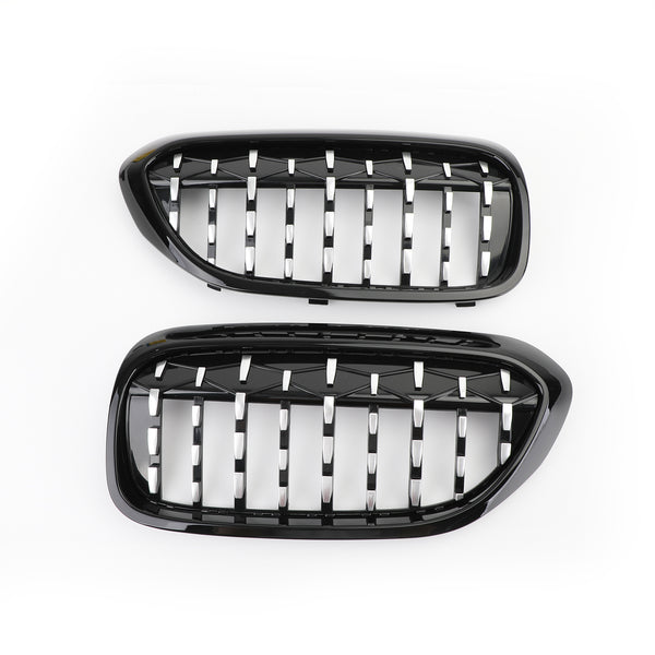 Black & Chrome Diamond Style Front Grill Fit For BMW 5 Series G30 G38 2017-2019 Generic