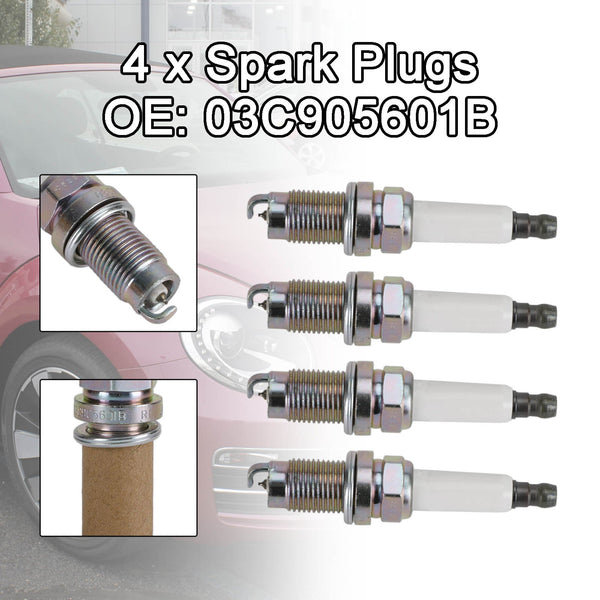 4CPS 0242240665 Spark Plugs 03C905601B 03F905600 101905626 VW Golf Plus 5M 1.2 1.4 Generic