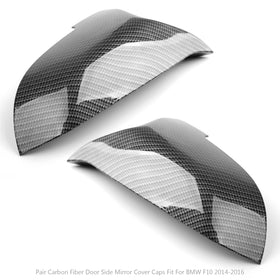 Pair Carbon Fiber Side Rear View Mirror Cover Caps For BMW F10 F18 2014-2016 Generic