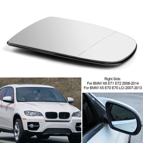 2008-2014 X5 X6 E70 E71 E72 Right Heated Wing Side Mirror White Glass Generic