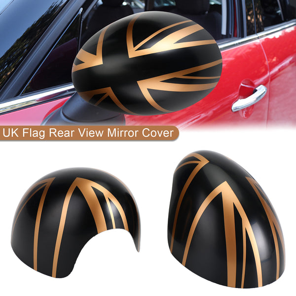 UK Flag Rear View Mirror Cover for MINI Cooper Hardtop F55 F56 Black/Gold Generic