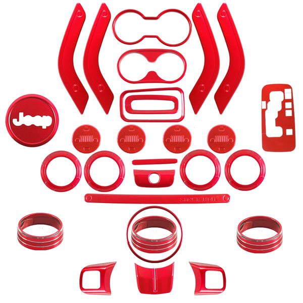 28Pcs Red Full Set Interior Decoration Trim Kit For Wrangler JK JKU 2011-2018 Generic