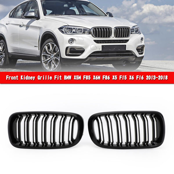 13-18 BMW X5M F85 X6M F86 X5 F15 X6 F16 Gloss Black Dual Front Kidney Grille  Generic