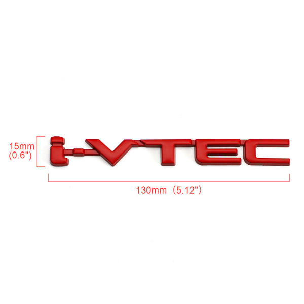 3D Metal i-VTEC Car Trunk Rear Turbo Fender Emblem Badge Decals Stickers Red Generic