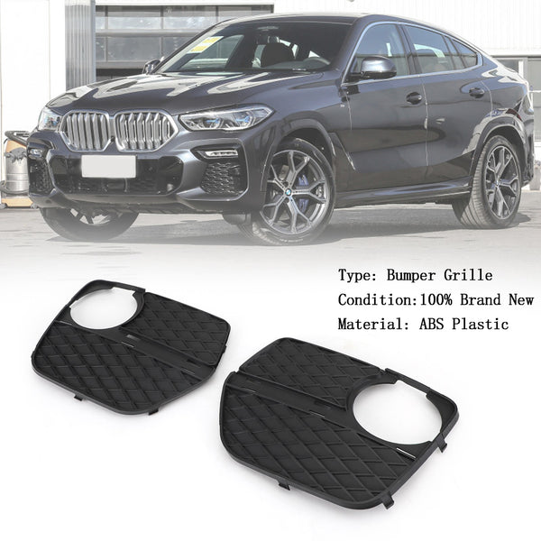 2x Front Bumper Closed Grid Fog Light Grille Left & Right Fit 2012-2014 BMW X6 Generic