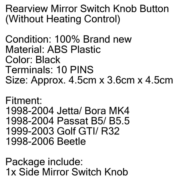 Side Mirror Knob Switch For 1998-2004 VW Passat B5 Jetta Golf Jett Beetle Generic