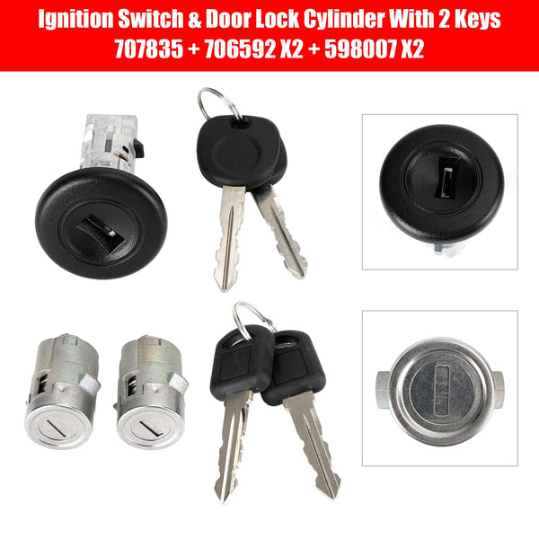 2003-2006 Chevy Tahoe/Silverado/Suburban Ignition Switch & Door Lock Cylinder With 2 Keys 707835 706592 598007 Generic
